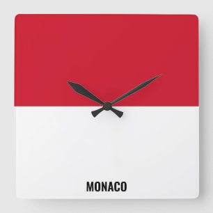 Monaco Flagga Dazzling Patriotic Fyrkantig Klocka