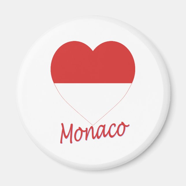 Monaco Flagga Heart Magnet (Framsidan)