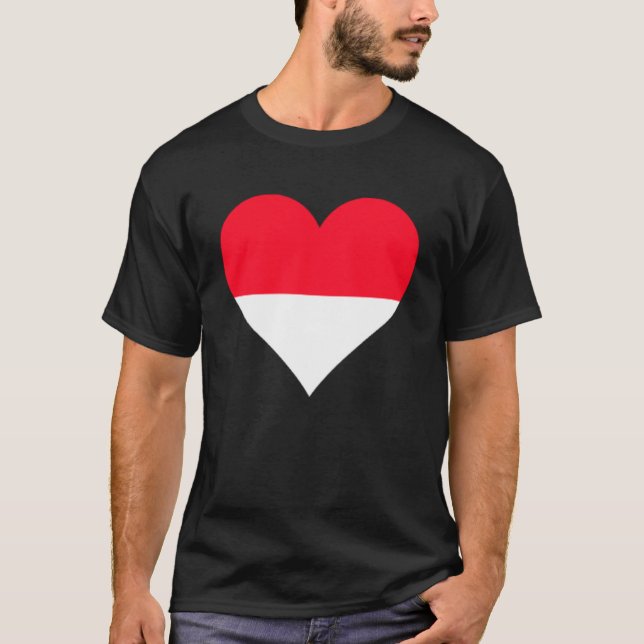 Monaco Flagga Heart Monaco presenterar Kärlek Mona T Shirt (Framsida)