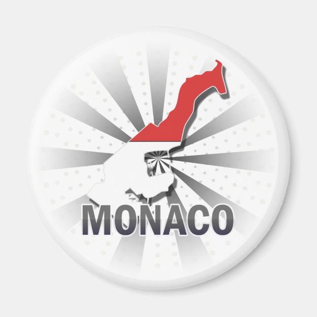 Monaco Flagga Karta 2.0 Magnet (Framsidan)