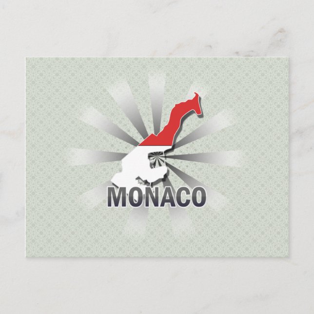 Monaco Flagga Karta 2.0 Vykort (Framsida)