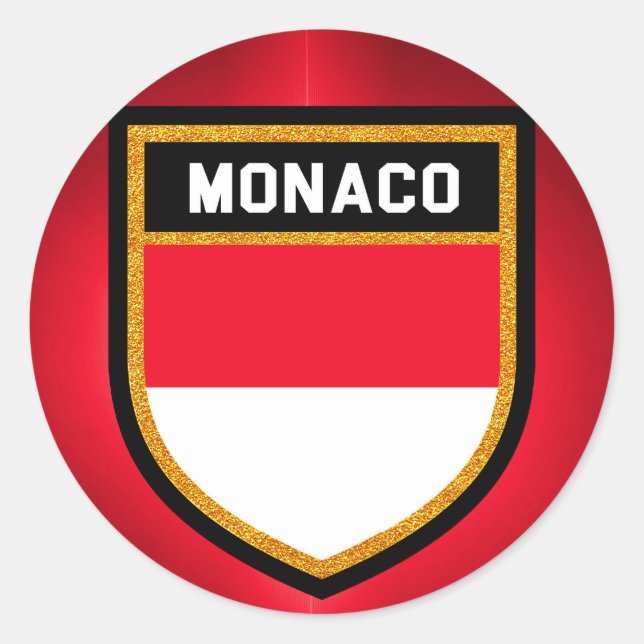 Monaco Flagga Runt Klistermärke (Framsida)