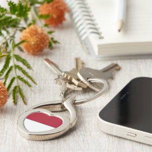 Monaco flagga twisted heart silverfärgad nyckelring