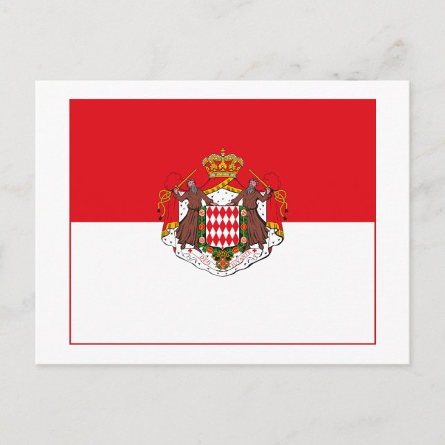 Monaco Flagga w COA-vykort Vykort (Framsida)