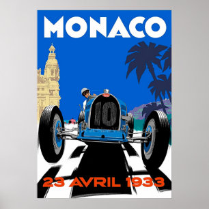 Monaco Frankrike Vintage affisch
