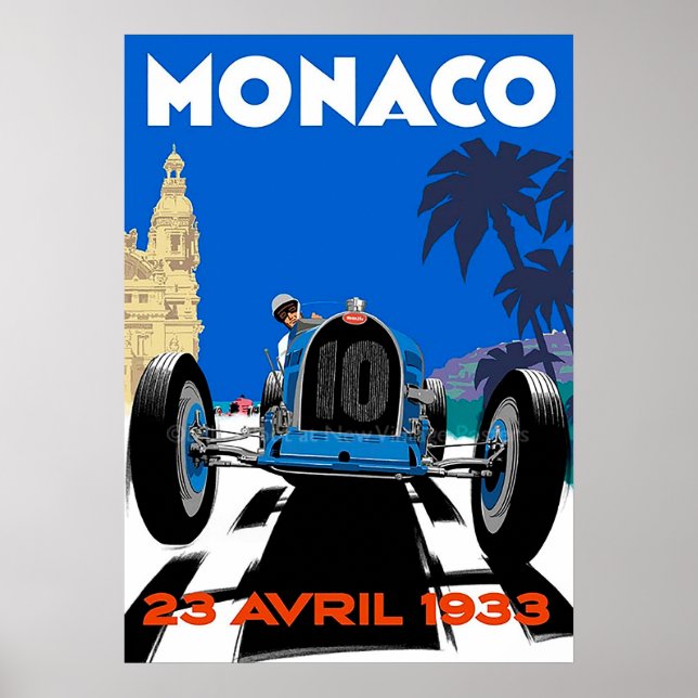 Monaco Frankrike Vintage affisch (Framsidan)