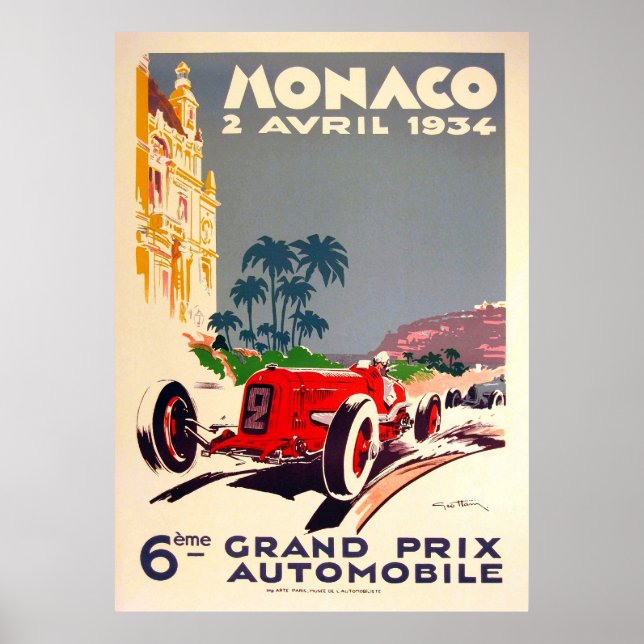 Monaco Grand Prix 1934 Poster (Framsidan)