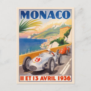 Monaco Grand Prix 1936 Vintage Vykort
