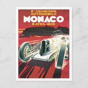 Monaco Grand Prix Automobile Vintage Vykort