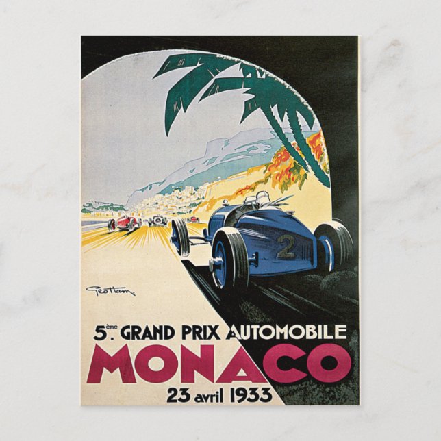 Monaco Grand Prix Automobile Vykort (Framsida)