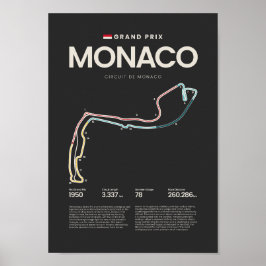 Monaco Grand Prix-kretskartskarta Poster