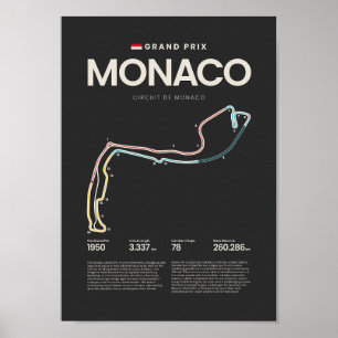 Monaco Grand Prix-kretskartskarta Poster