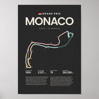 Monaco Grand Prix-kretskartskarta Poster