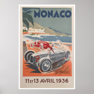 Monaco Grand Prix Racingbilaffisch Racing Arttryck Poster