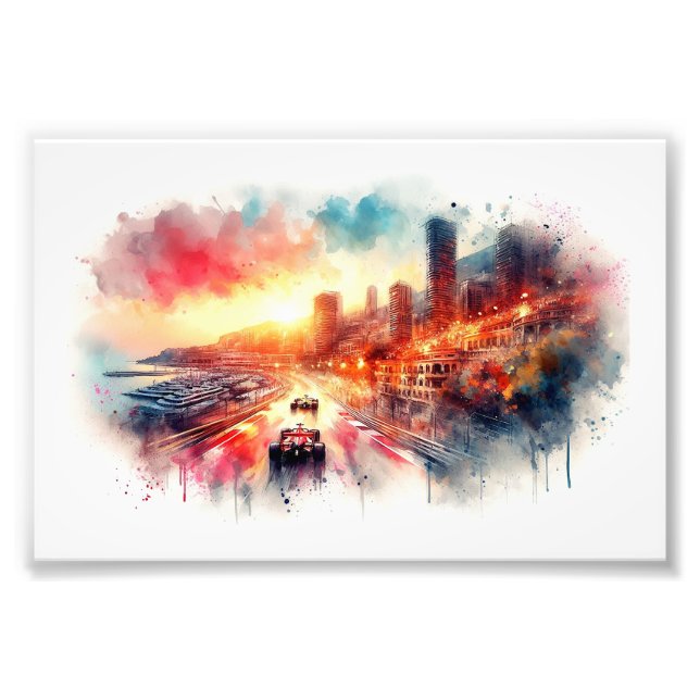 Monaco Grand Prix Solnedgång,  Fototryck (Framsidan)