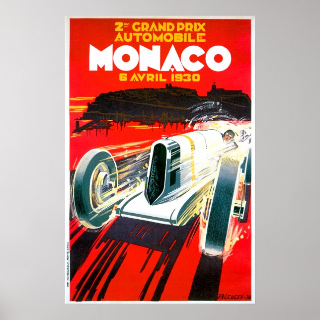 Monaco Grand Prix Tävling~ Vintage Automobile Ad Poster (Framsidan)