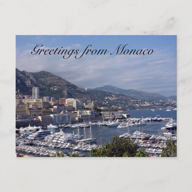 Monaco-hamn hälsning vykort (Framsida)