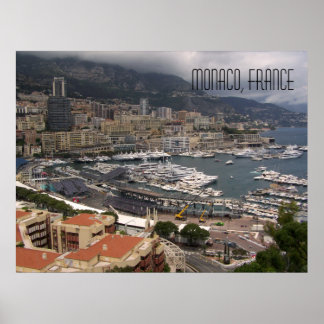 Monaco Harbour och Luxury Yachts Fransk Riviera Poster