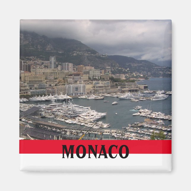 Monaco Harbour Scene med Yachts Magnet (Framsidan)