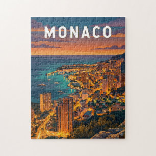 Monaco Illustration Resa Konst Vintage Pussel