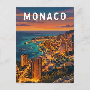 Monaco Illustration Resa Konst Vintage Vykort