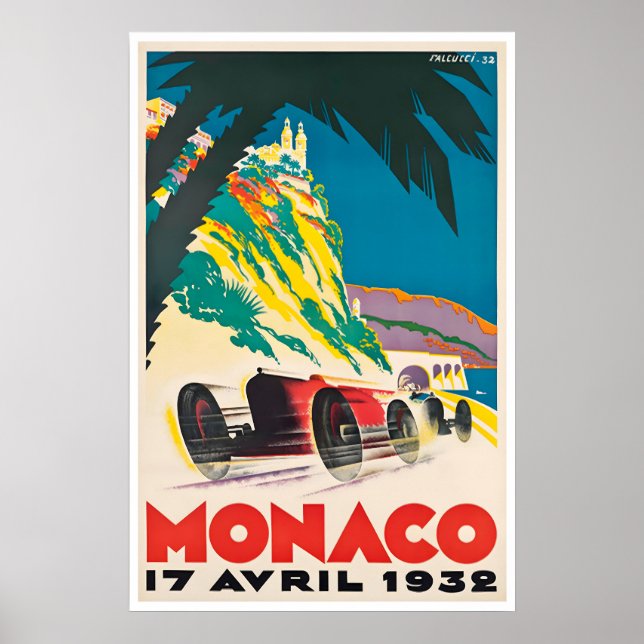 Monaco konst racingbil affisch Motorsport 1932 try (Framsidan)