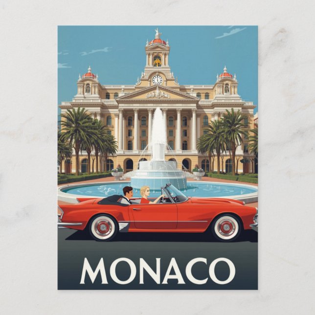 Monaco Lyxhotell & Vintagebil Vykort (Framsida)