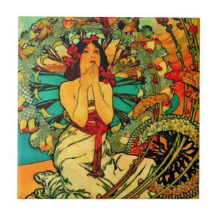 Monaco Monte Carlo Affisch av Alphonse Mucha Kakelplatta