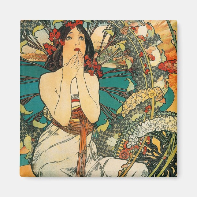Monaco Monte Carlo Alphonse Mucha Magnet (Framsidan)
