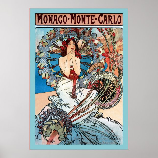 Monaco ~ Monte-Carlo ~ Alphonse Mucha Poster (Framsidan)