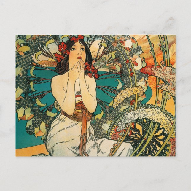 Monaco Monte Carlo Alphonse Mucha Vykort (Framsida)