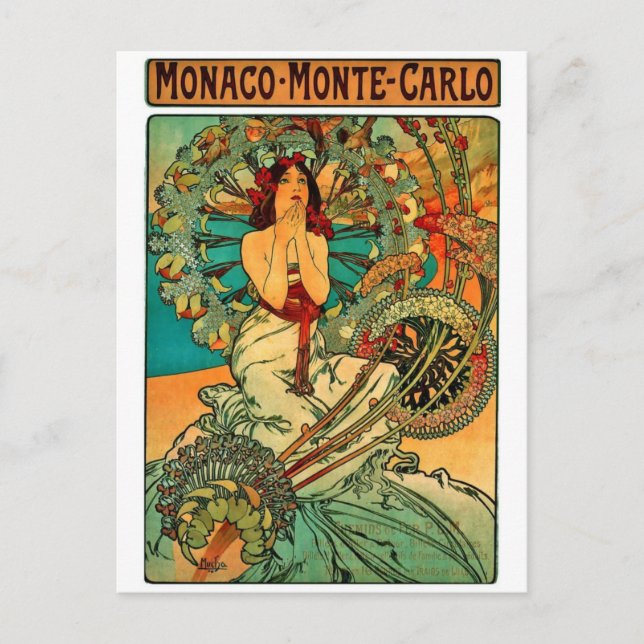 Monaco Monte Carlo Art Nouveau Vykort (Framsida)