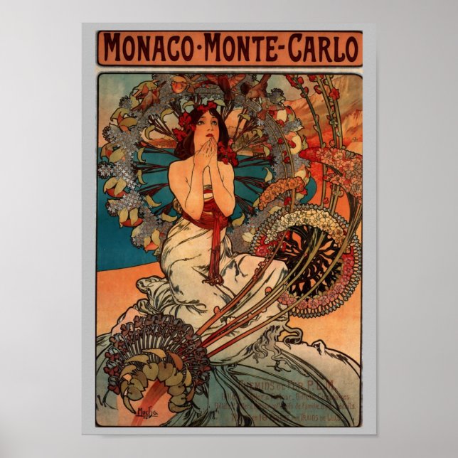 Monaco Monte Carlo av Alfons Mucha Poster (Framsidan)