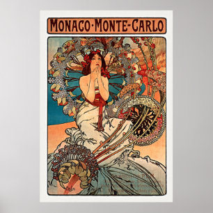 Monaco Monte Carlo av Alfons Mucha Poster