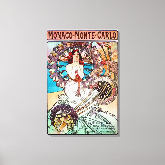 Monaco Monte Carlo av Alphonse Mucha Canvastryck (Framsida)