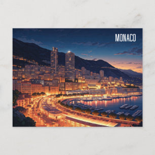 Monaco Monte Carlo i natt Vykort
