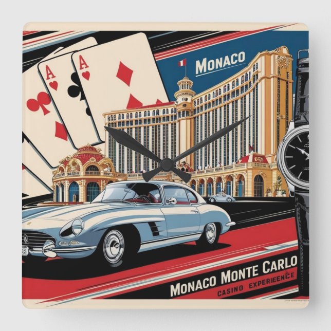 Monaco Monte Carlo Lyxbilshorloge  Fyrkantig Klocka (Framsida)