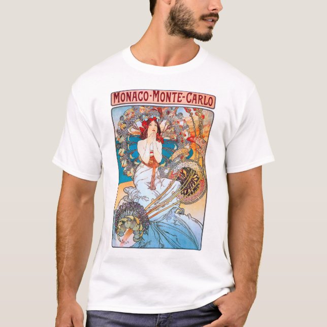 Monaco, Monte-Carlo, Mucha T Shirt (Framsida)