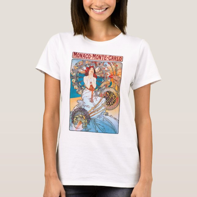 Monaco, Monte-Carlo, Mucha T Shirt (Framsida)