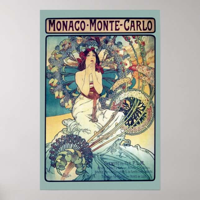 Monaco Monte-Carlo (Teal-muted färg) Poster (Framsidan)