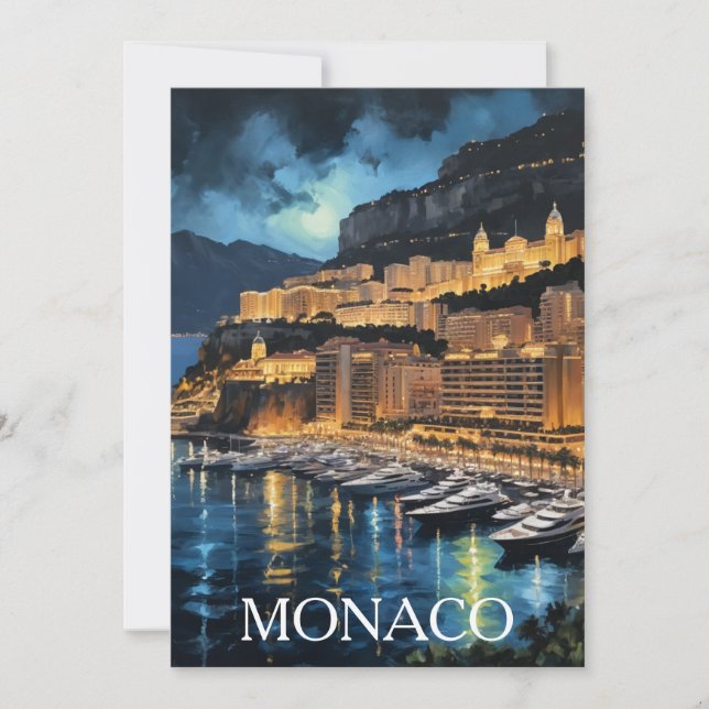 Monaco Nights Marina & Cityscape Painting Spara Datumet (Framsida)