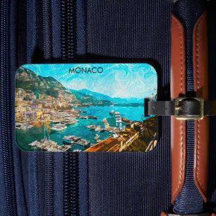 Monaco Oil Paint Illustration Travel Port Bagagebricka
