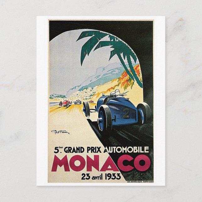 Monaco Racing Vintage Vykort (Framsida)