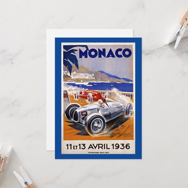 Monaco-reseaffisch, 1936 auto tävling, (Fram/Back In Situ)