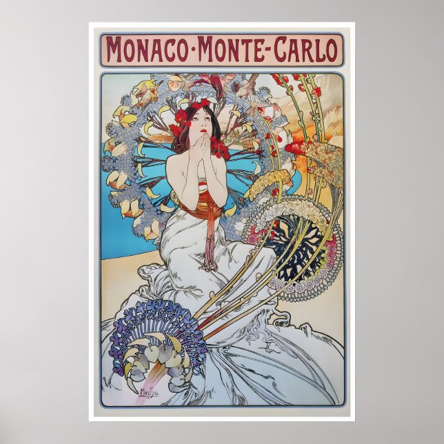 Monaco Resemalannons Alphonse Mucha Tryck Monte (Framsidan)
