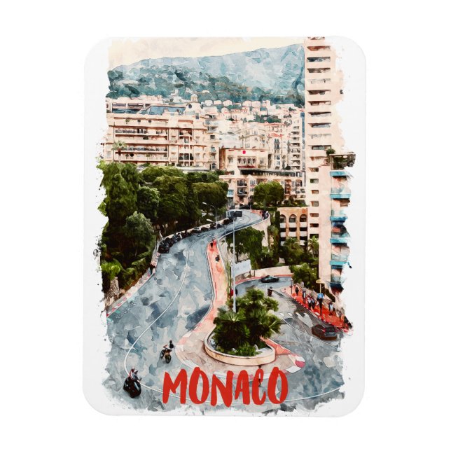 Monaco Retro Tävling Track Fransk Riviera Travel Magnet (Vertikal)