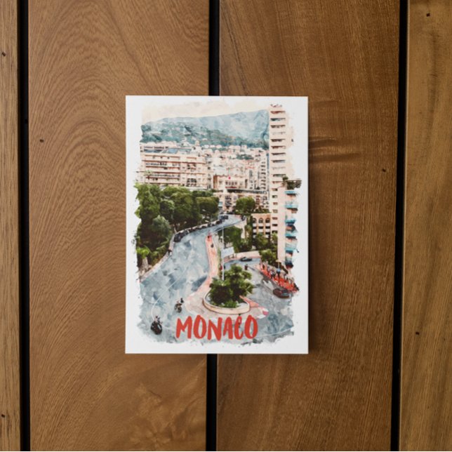 Monaco Retro Tävling Track Fransk Riviera Travel Vykort (monaco race track postcard)
