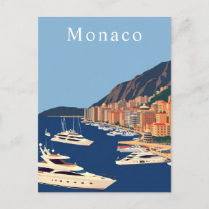 Monaco Retro Travel Art Vykort