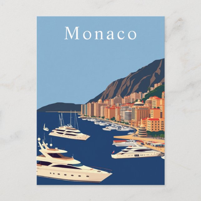 Monaco Retro Travel Art Vykort (Framsida)