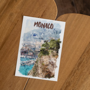 Monaco Retro Travel Port View Vykort